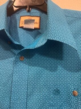 Wrangler Men's Teal Micro-Circle Button-Down Shirt
